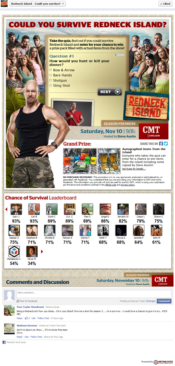 600 redneck quiz Redneck Island Social Media Campaigns