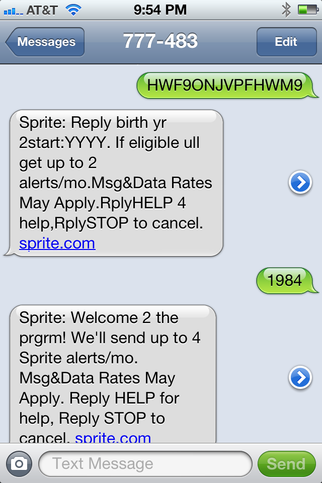 Sprite-SMS-Promotion