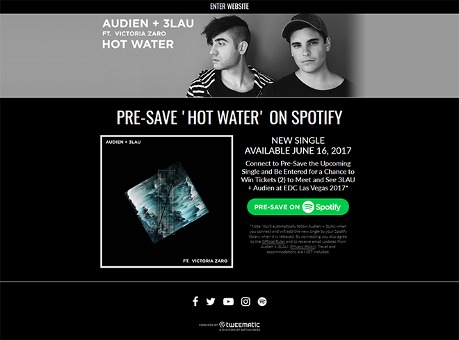 3LAU + Audien - 'Hotwater' Presave to Spotify Campaign