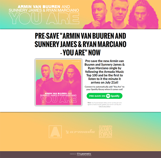 Armin van Buuren feat. Sunnery James & Ryan Marciano - You Are Presave to Spotify Campaign